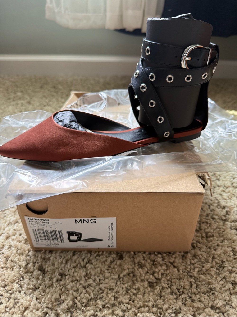 Mango Rust Pointed Flat with Black Grommet Ankle Cuff